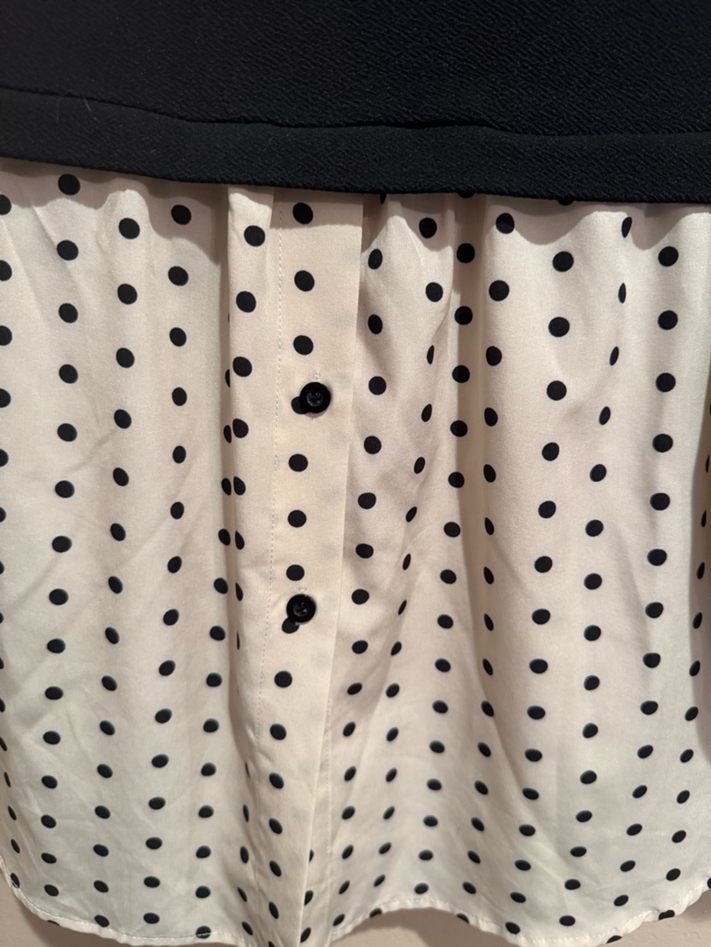 Black and White Polka Dot Layered Sweater Blouse Plus Size - Picture 4 of 6